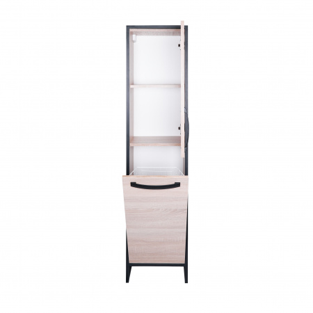 Пенал підлоговий Qtap Taurus 350х1750х300 Whitish oak з кошиком для білизни QT2475PN175KRWO
