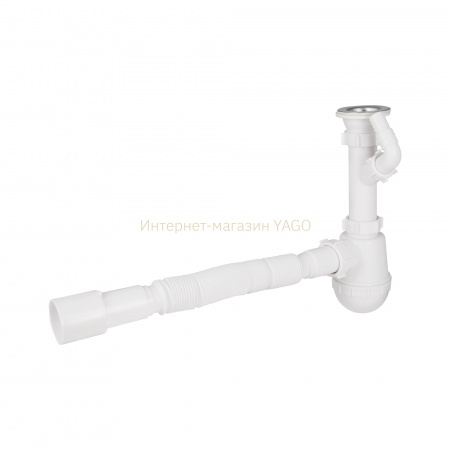 Сифон для кухонної мийки Lidz (WHI) 60 05 M002 00 з відводом для пральної машини (вихід 40/50 мм)