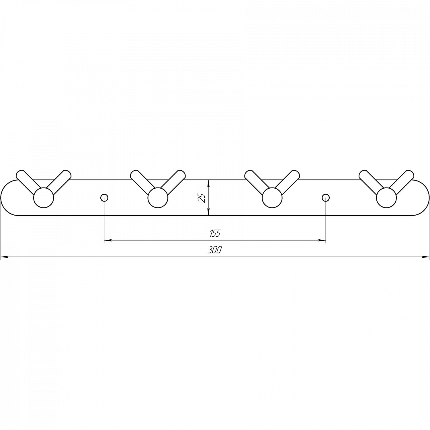 Планка з гачками Globus Lux BS8435-4 чорна матова SUS304
