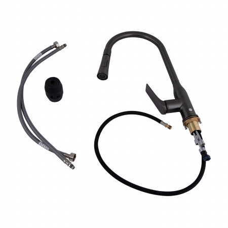 Змішувач для кухні Qtap Vlasta New з висувним виливом QTVLA344GMB45647 Gunmetal Black PVD