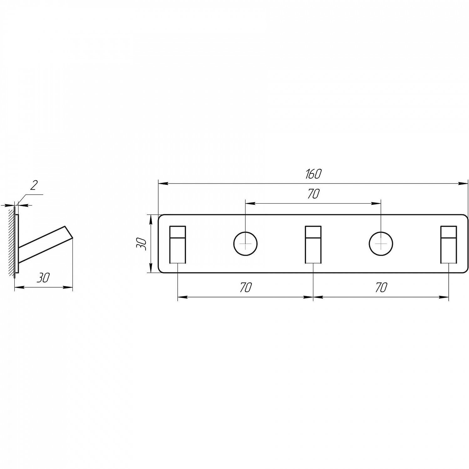 Планка з гачками TOPAZ TKB 9385-3
