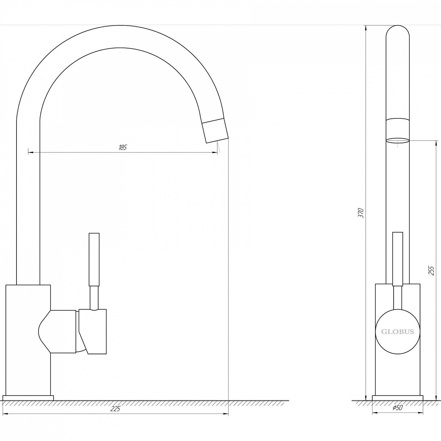 Змішувач для кухні Globus Lux LAZER GLLR-0203S-11-GRAPHITE