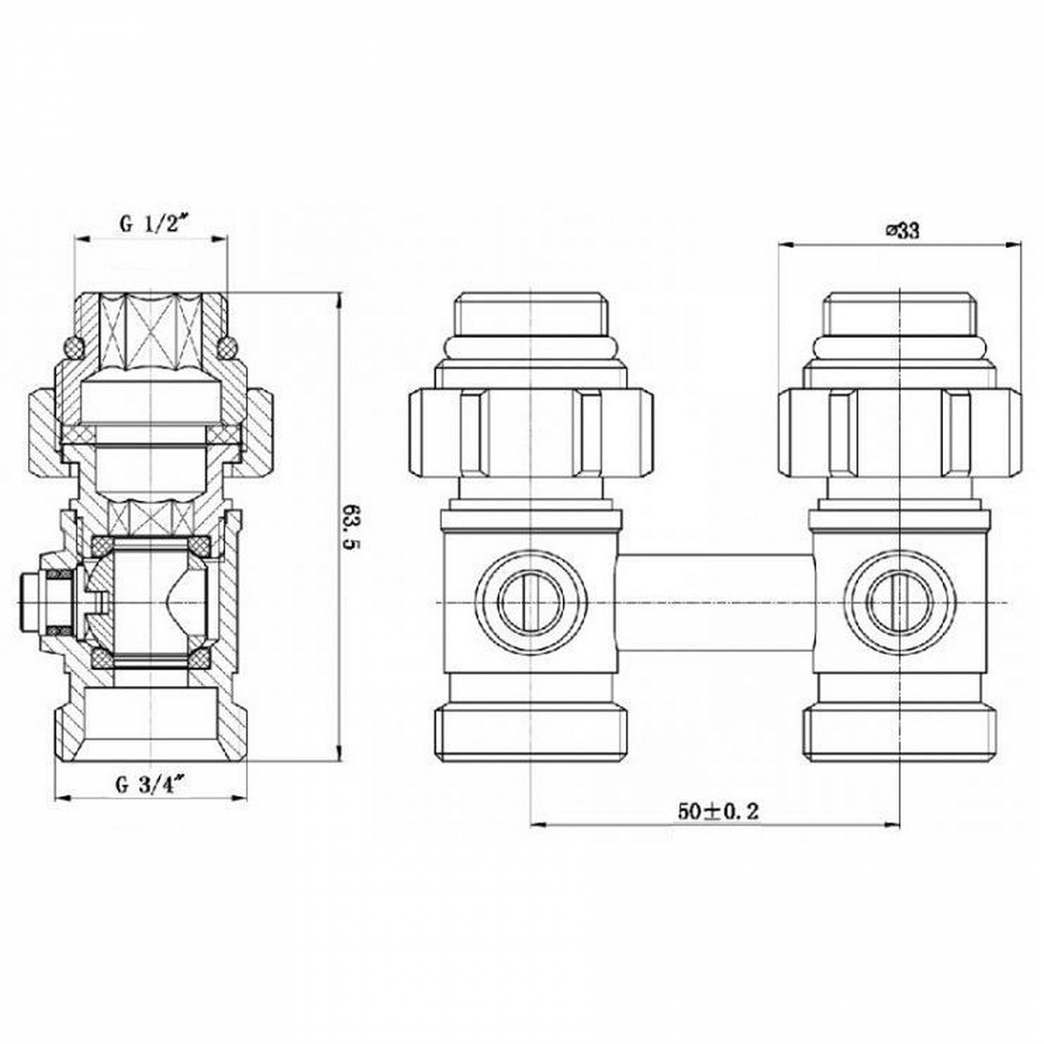 Вузол нижнього підключення панельного радіатора SOLOMON NV 5103 прямий кульовий 3/4″ в інтернет-магазині Yago