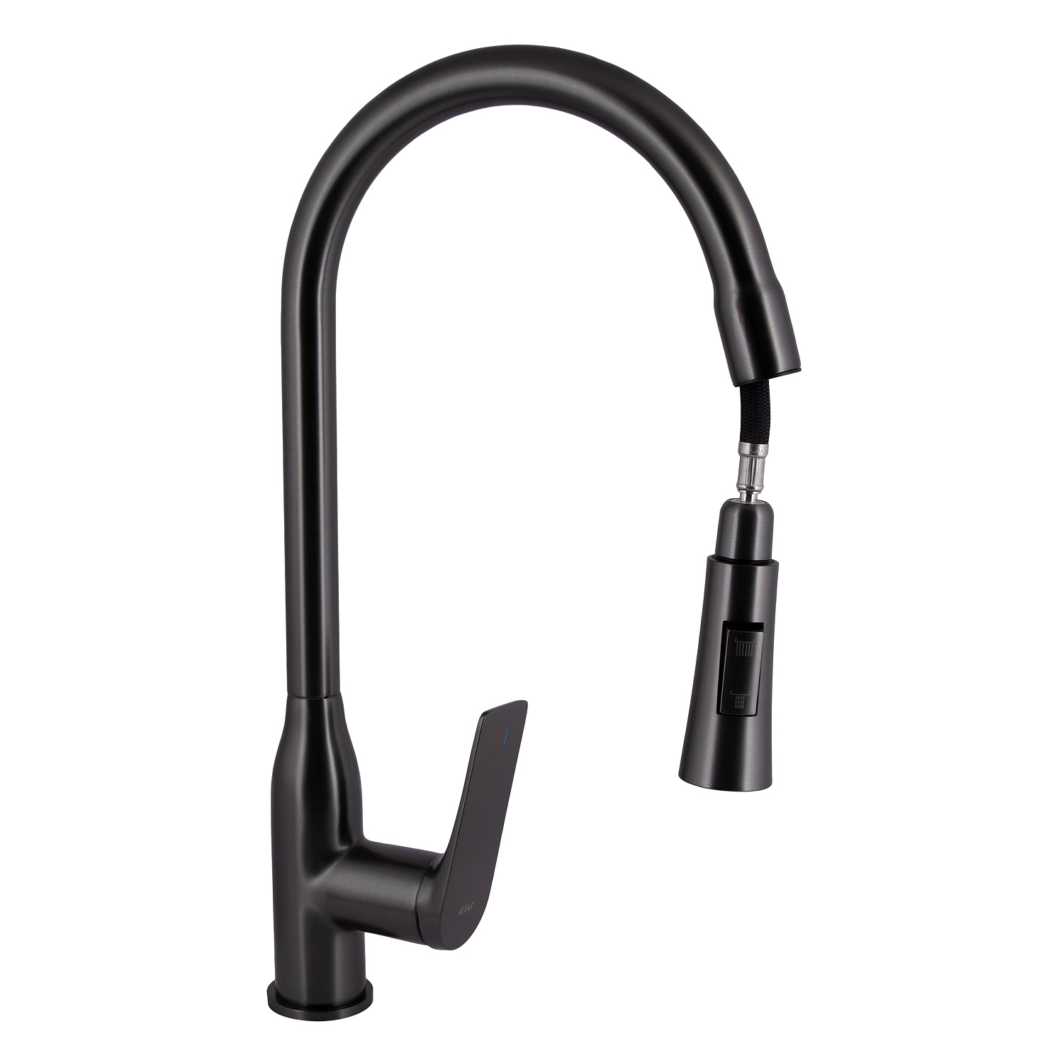 Змішувач для кухні Qtap Vlasta New з висувним виливом QTVLA344GMB45647 Gunmetal Black PVD
