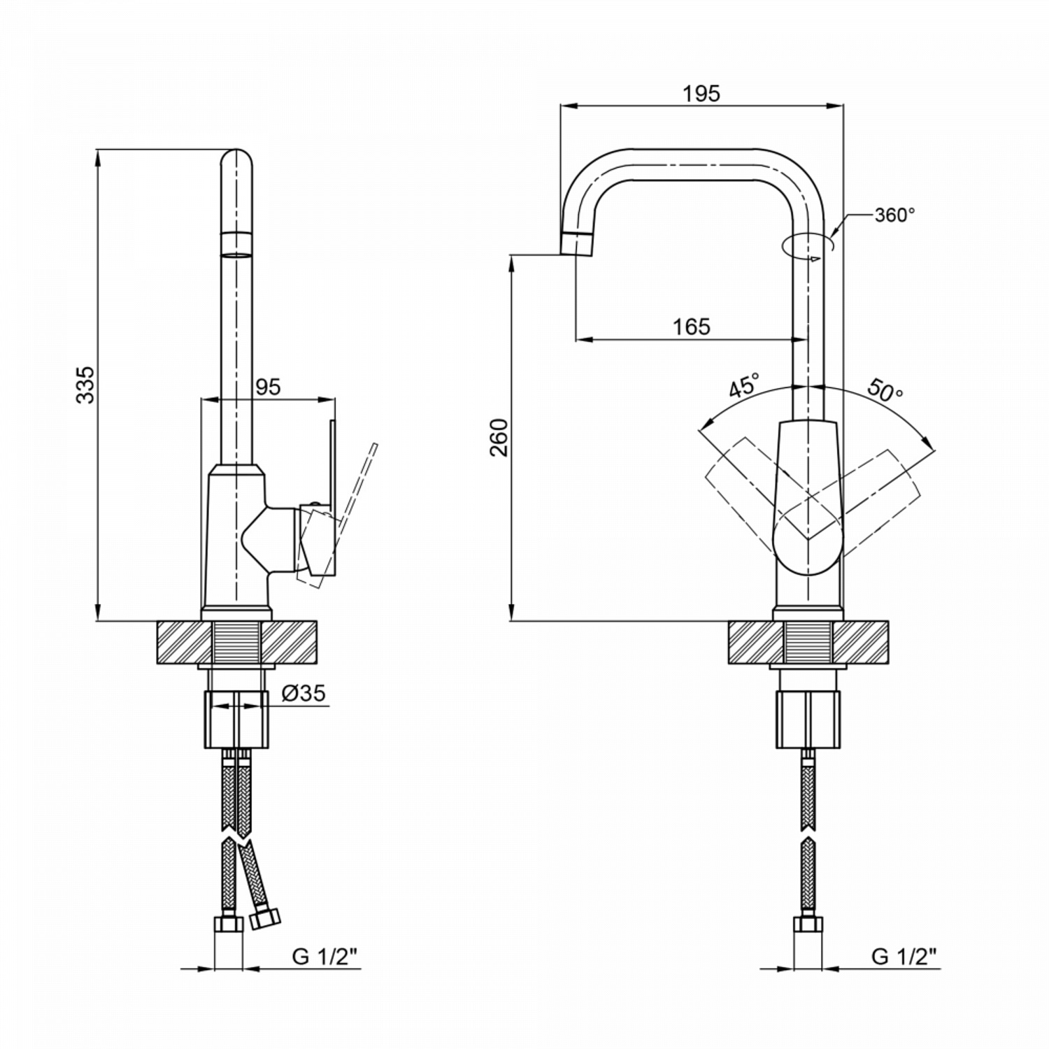 Акційний набір 2+1: Змішувач для кухонної мийки Brinex BRIN35C20F