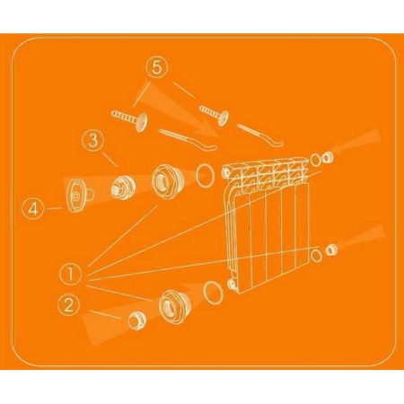 Комплект футорок секційного радіатора CRISTAL NR-2014 3/4″ з 2-кронштейнами (HT 405) в інтернет-магазині Yago