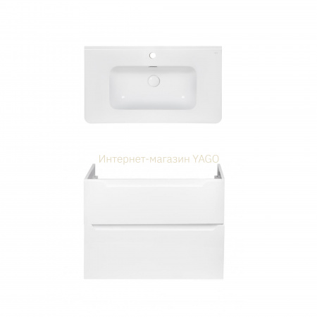 Комплект Qtap тумба підвісна Scorpio 800х585х460 мм White + раковина урізна Albatross 9H QT71SC43974