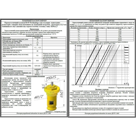 Клапан OUTER під термоголовку М30x1,5 панельного радіатора KALDE 1/2″ЗР ECO5029 (на трубу) в інтернет-магазині Yago