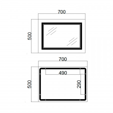 Дзеркало Qtap Cardinal (CA1) 700х500 з LED-підсвічуванням Touch, з антизапотіванням, з димером, рег. темп. кольору (3000-6500K) QT0478C5070
