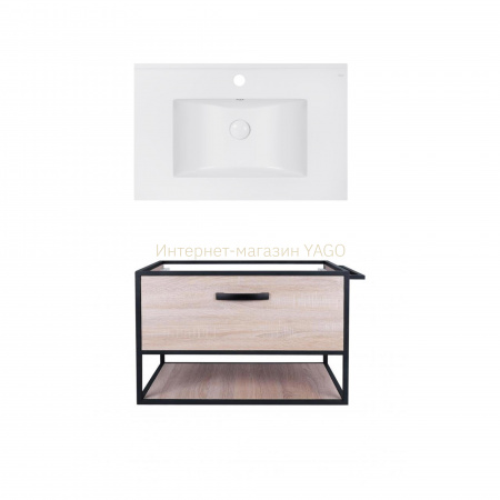 Комплект Qtap тумба підвісна Taurus 800х580х437 мм Whitish oak + раковина врезная Albatross E QT71TA44029
