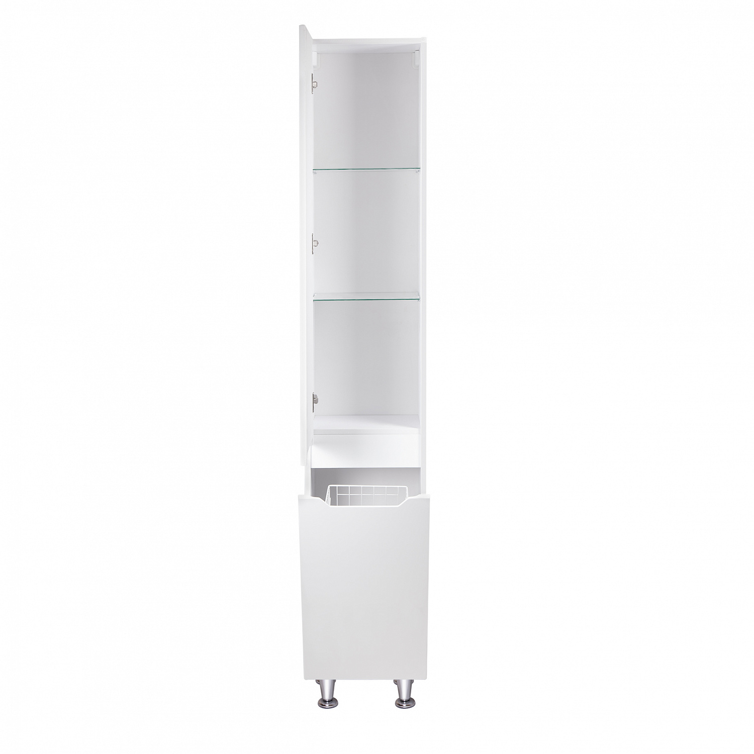 Пенал підлоговий Qtap Scorpio 350х1900х300 White з кошиком для білизни QT1475PN1901KRW