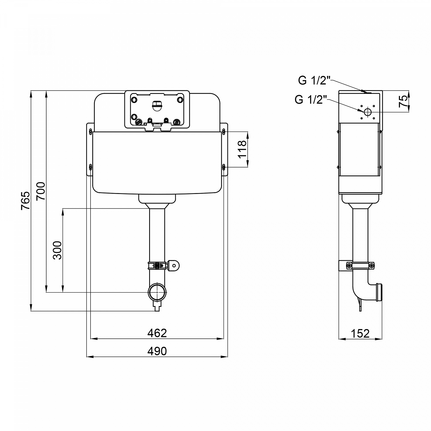 Змивний бачок прихованого монтажу для унітаза Qtap Nest QT0122490S4Q1