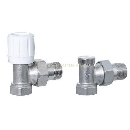 Набір кранів д/радіат з нак. гайкой 1/2″  кутовий ECO6001b +ECO6002b посилений в інтернет-магазині Yago