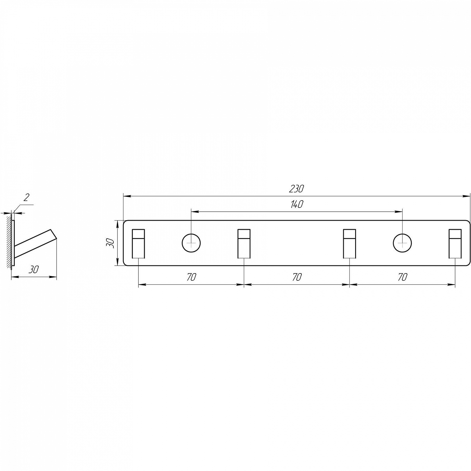 Планка з гачками TOPAZ TKB 9385-4