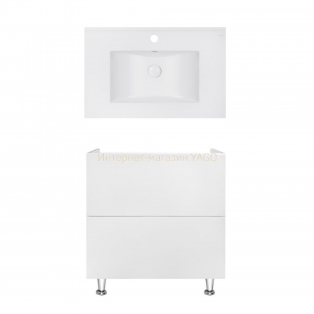 Комплект Qtap тумба підлогова Tern 800х725х437 мм White + раковина урізна Albatross E QT71TE44095