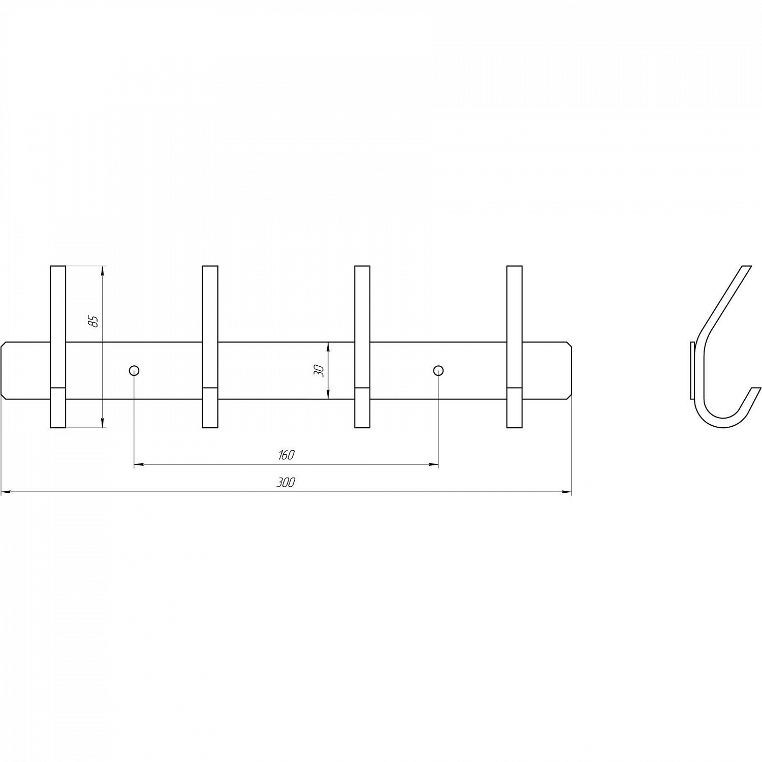 Планка з гачками Globus Lux SQ 9435-4 SUS304