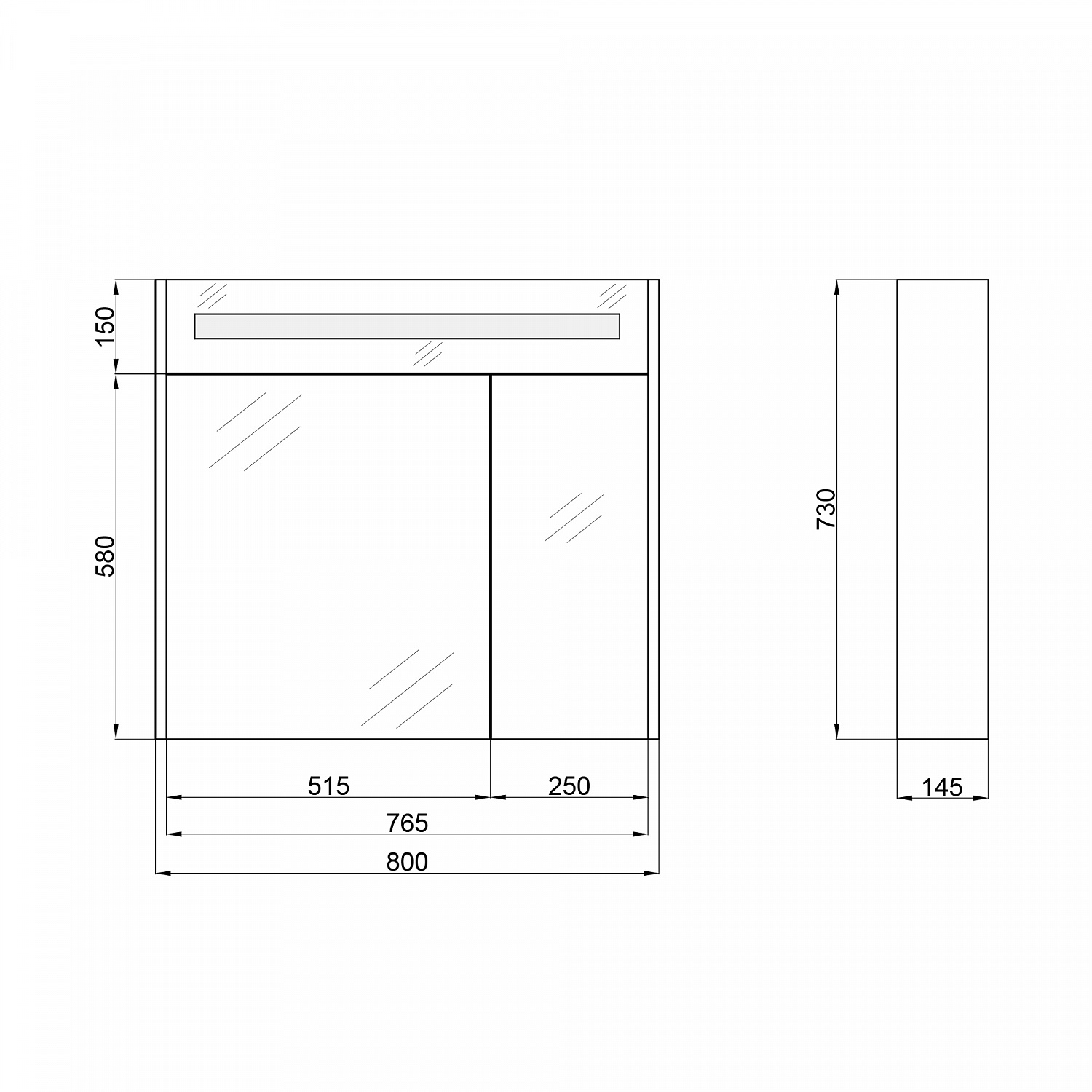 Дзеркальна шафа підвісна Qtap Robin 800х730х145 White з LED-підсвічуванням QT1377ZP8001W